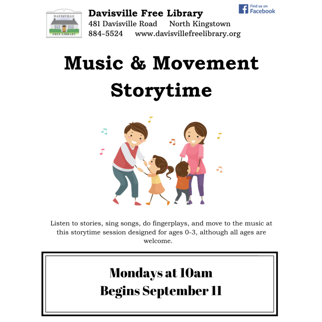 Music & Movement Storytime, Mondays at 10am