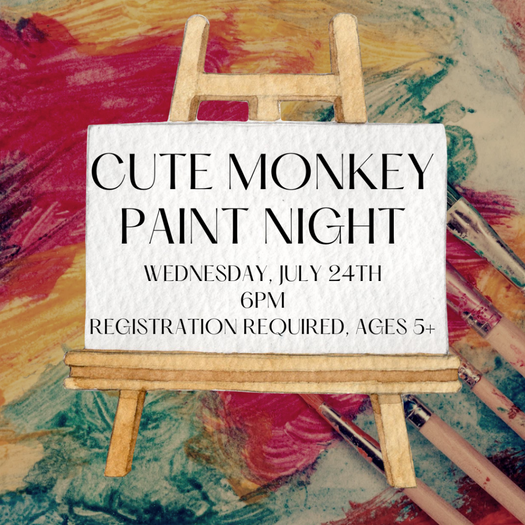Cute Monkey Paint Night, Wednesday, July 24th, 6pm
